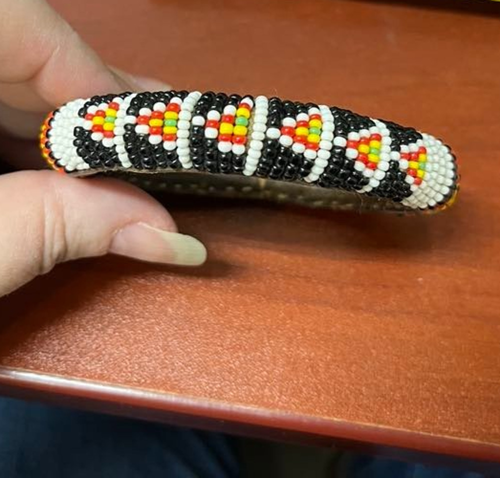 Vintage Seed Bead Bangle Bracelet Native Handmade